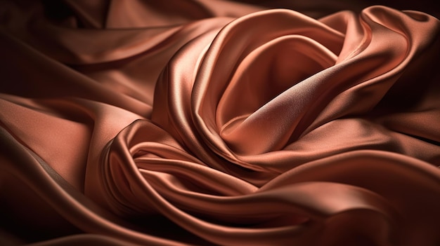 Rose Gold Fabric in Wavy Bokeh Abstract Background Generative AI