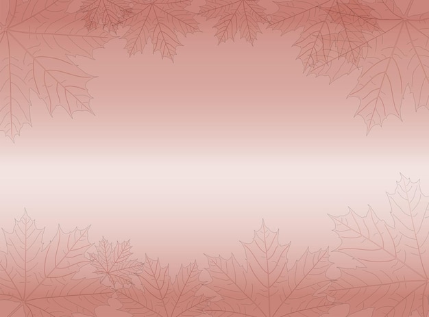 Rose gold metal foil and maple leaf abstract background. vector illustration