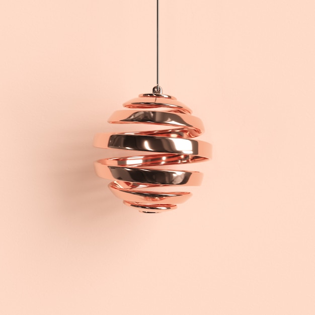 Rose gold Ornaments Christmas ball on pastel background. minimal christmas concept idea.