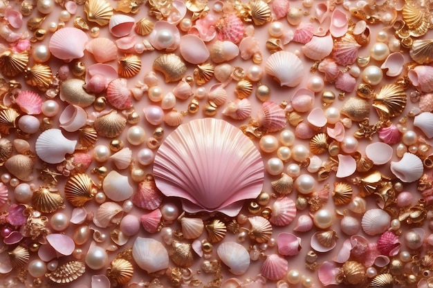 Rose gold Pearl Seashell Background Pearl Seashell Background Gold Pearl Background Pearl Wallpaper Seashell Wallpaper AI Generative