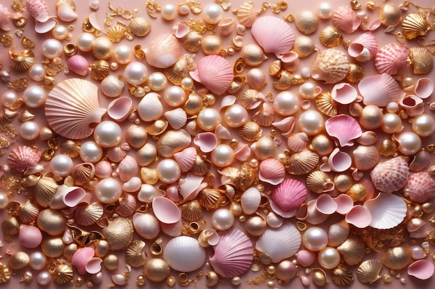 Rose gold Pearl Seashell Background Pearl Seashell Background Gold Pearl Background Pearl Wallpaper Seashell Wallpaper AI Generative