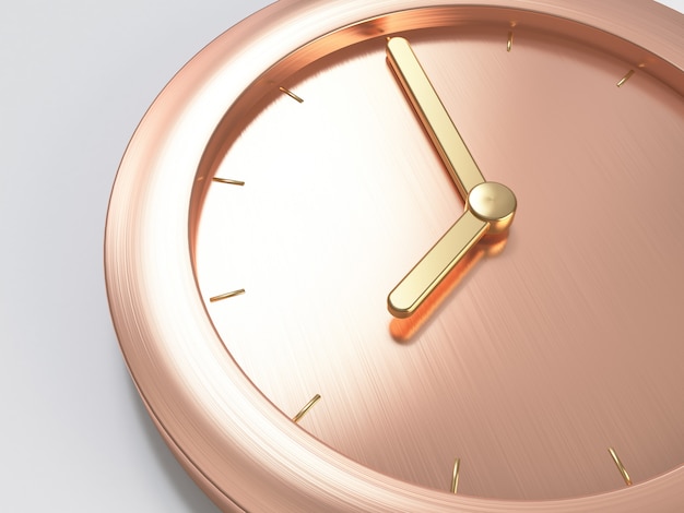 rose gold,pink gold metallic minimal clock,close up composition eight o'clock abstract 3d rendering