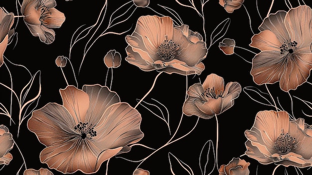 rose gold seamless floral pattern background