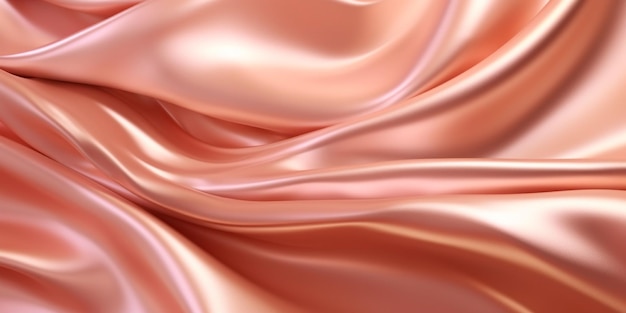 Rose gold silk satin background elegant wavy fold by generative AI tools