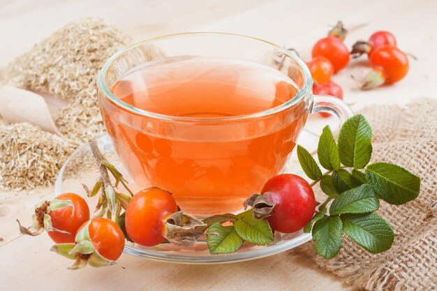 Rose hip tea and red berries