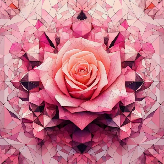 Rose in Kaleidoscope Geometric Harmony in Nature