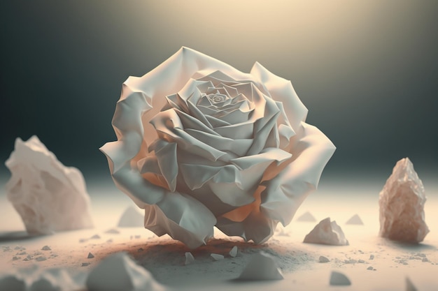 Rose made out of marble cinematic light