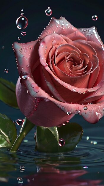 A rose made of water hyper realistic HD