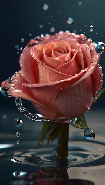 A rose made of water hyper realistic HD