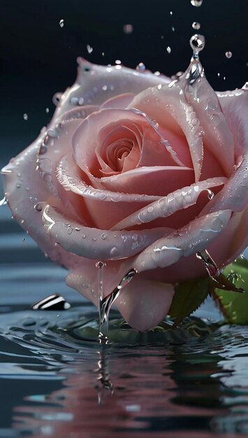 A rose made of water hyper realistic HD