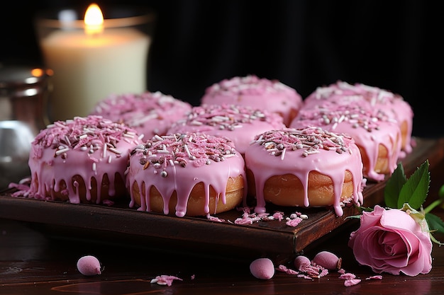 Rose Petal Donuts with Pink Frosting