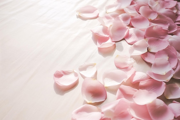 rose petal on white surface copy space aesthetic for wedding