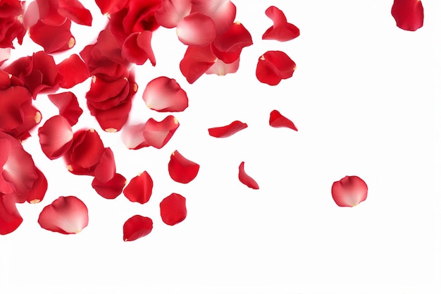 Photo rose petals flying isolated on white