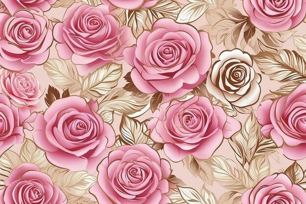 Photo rose pink gold seamless pattern for background