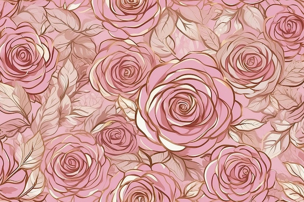 Photo rose pink gold seamless pattern for background