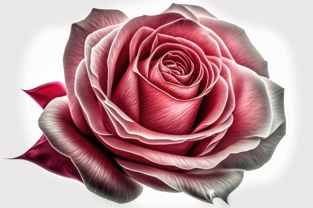 Rose in pink with a blurred out foreground and a straight clipping path isolated on white