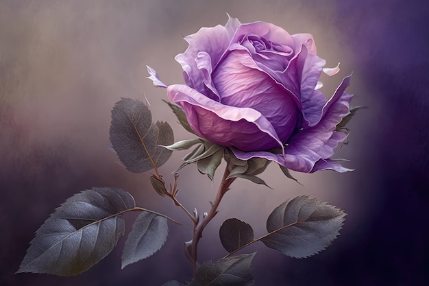 Rose in pink with a soft violet stain imaginative nature in the spring summer blossom idea