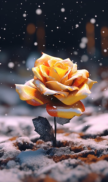 Rose on snow generative ai