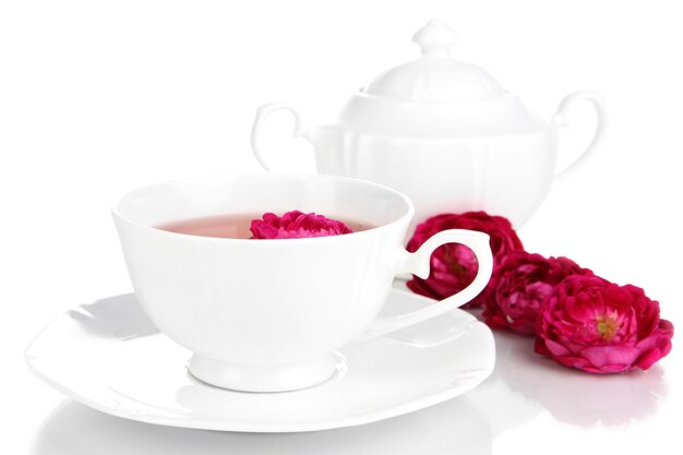 Rose tea isolated on white