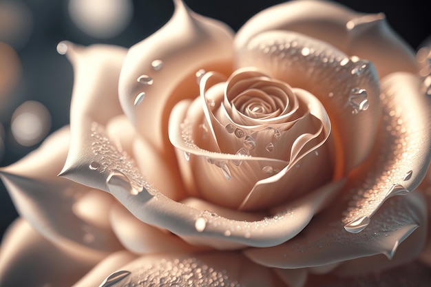 Rose texture with drops closeup AI generation