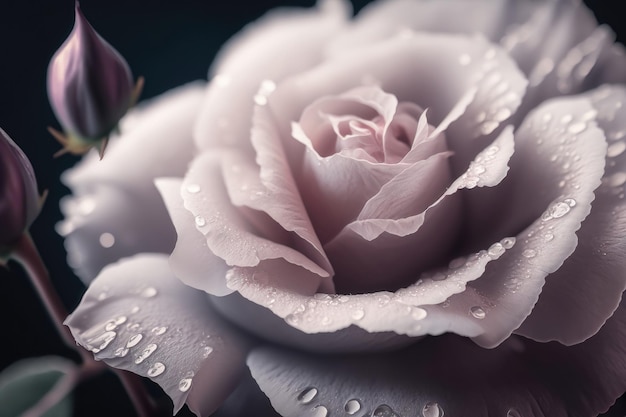 Rose texture with drops closeup AI generation