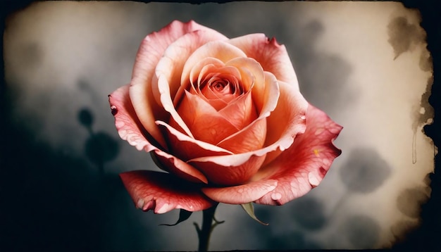 a rose that is orange and has a white stripe on the petals