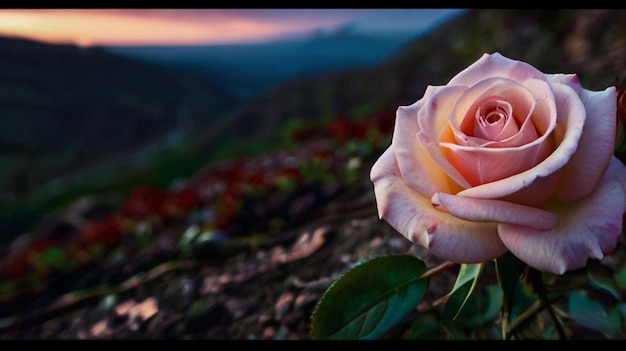 Photo a rose that is outside in the sun