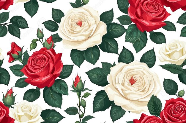 Rose White Seamless Pattern Seamless Pattern Background of Roses