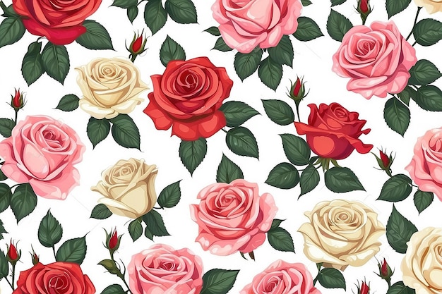 Rose White Seamless Pattern Seamless Pattern Background of Roses