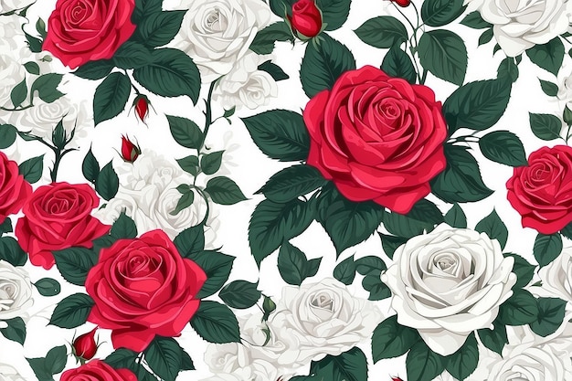 Rose White Seamless Pattern Seamless Pattern Background of Roses