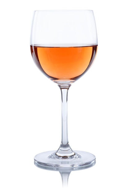 Rose wine glass isolated on white