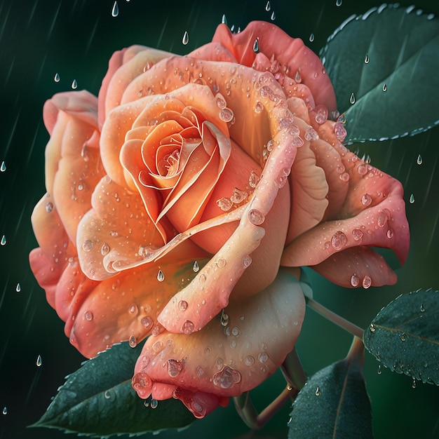 Rose with rain water wallpaper