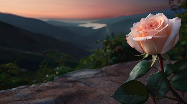 Photo a rose with the sunset in the background