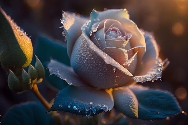 A rose with water droplets on it