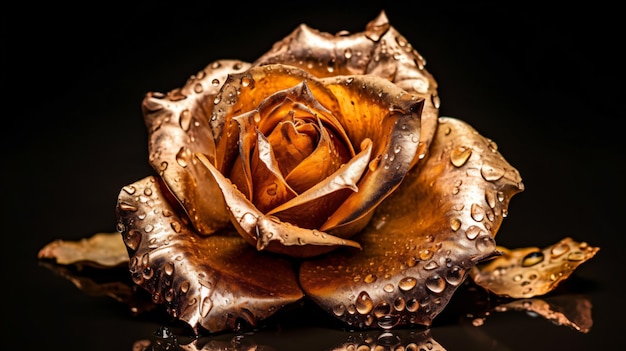 A rose with water droplets on it