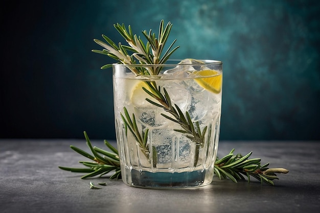 Rosemary Gin Fizz with a rosemary sprig