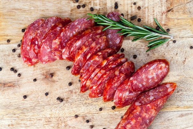 Rosemary sprig spices and dried pickled pork meat