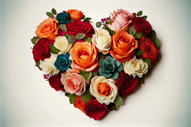 Roses arranged in a heart shape love valentine's day rendering realistic 14 february