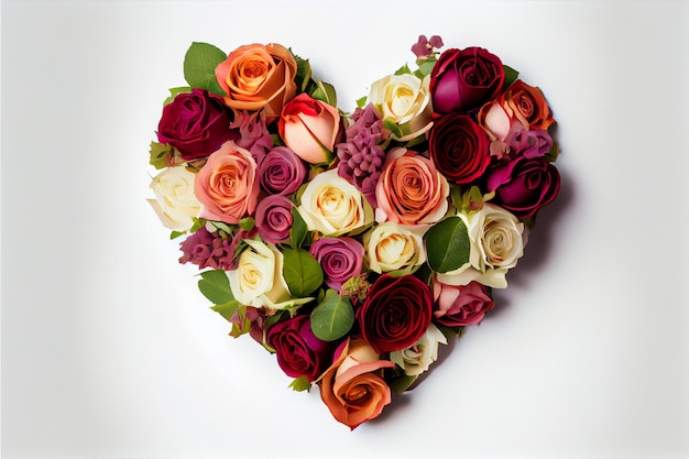 Roses arranged in a heart shape love valentine's day rendering realistic 14 february