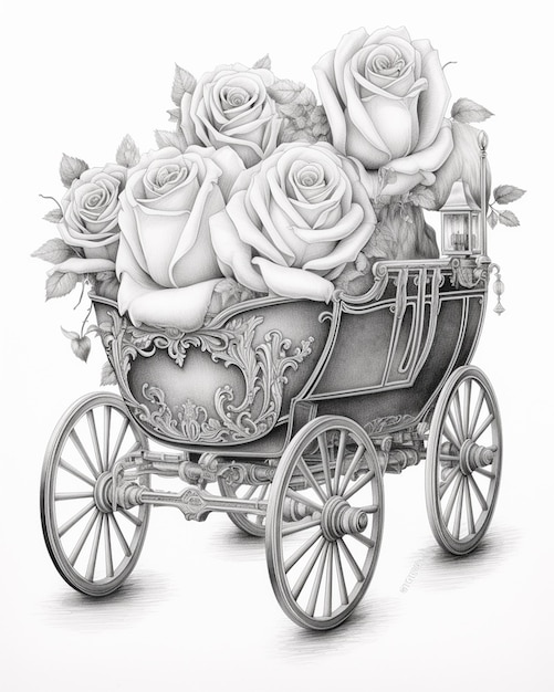 Roses and Carriage Style Drawing