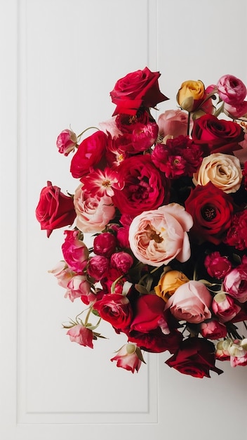 Roses and flowers on a white background