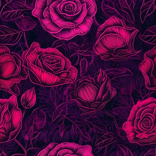 Roses seamless tile texture Generative AI