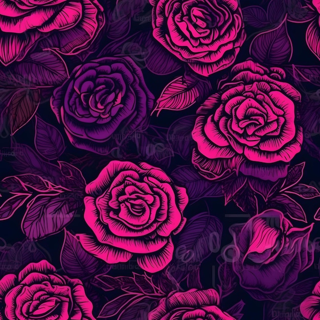 Roses seamless tile texture Generative AI