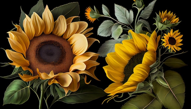 Roses and sunflowers