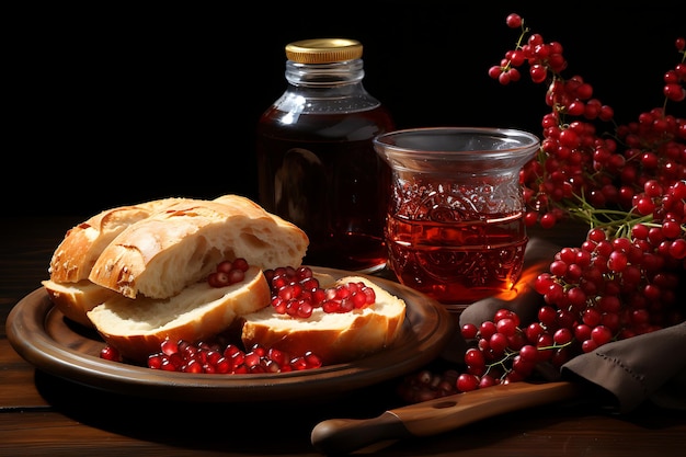 Rosh Hashana honey pomegranate and apple