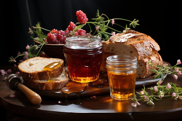 Rosh Hashana honey pomegranate and apple