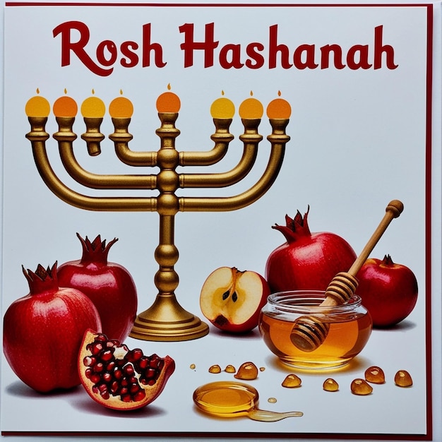 Photo rosh hashanah flat design featuring honey