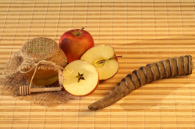 Rosh HaShanah holiday. Celebrating attributes - apples, honey