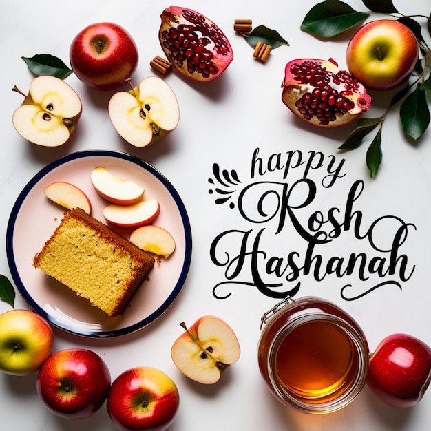 Photo rosh hashanah jewish new year holiday concept of traditional or religion symbols on dark stone background