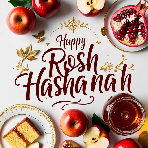 Photo rosh hashanah jewish new year holiday concept of traditional or religion symbols on dark stone background